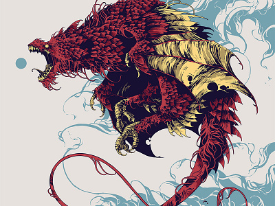 Wyvern beatiary creature dragon feathers further up illustration ivan belikov procreate wyvern