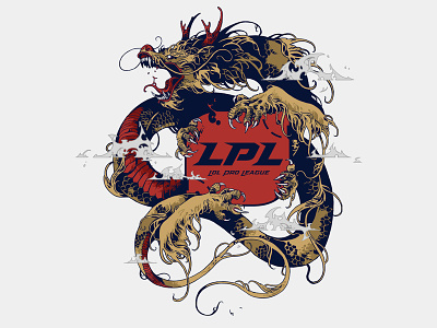 LPL / League of Legends MSI 2018 Crests coatofarms creature digital art dragon drawing further up graphic illustration ivan belikov league of legends lpl msi2018 photoshop wacom
