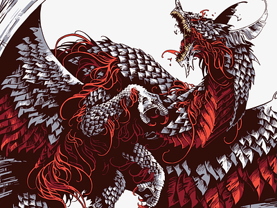 Domine dirige nos beast bestiary coat of arms creature digital art digital ink dragon drawing further up illustration ivan belikov ivanbelikov line art procreate