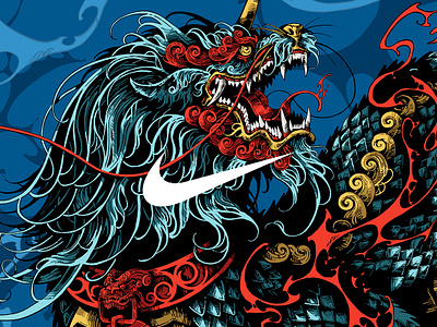 Nike Beijing 99 / Xiezhi art beast beijing99 chinese creature digital art dragon drawing further up graphic illustration ipad art ivan belikov nike procreate xiezhi 北京99