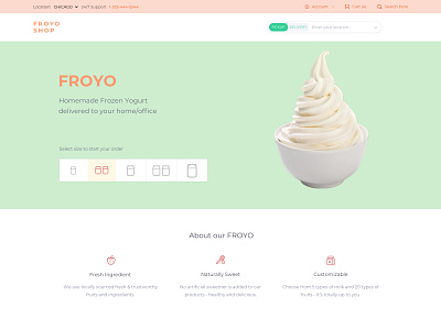 FROYO food food and drink frozen yogurt landing page marketing marketing site sketch ui uidesign