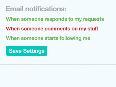 Email notifications boxes button check email notifications
