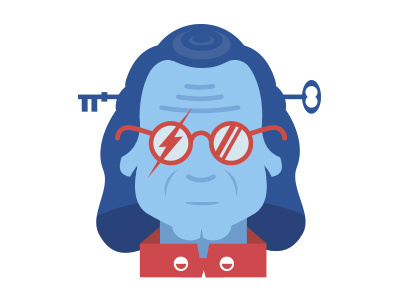 Ben Franklin. ben franklin corey reifinger electric electricity face head icon illustration key lightning vector