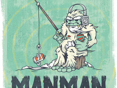ManMan. concert poster corey reifinger fishing illustration man man rock show sci fi texture type typography yeti