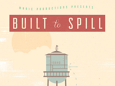 License to Spill. barn built to spill concert poster corey reifinger country farm gig poster illustration music type vector water tower