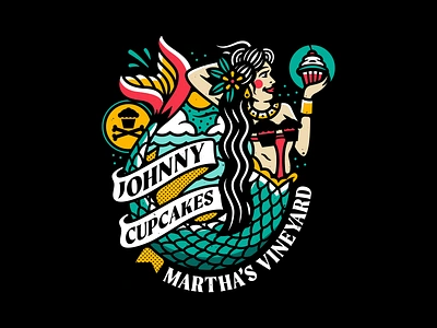 Mermaid. corey reifinger illustration johnny cupcakes marthas vineyard mermaid nautical tattoo tattoo design type