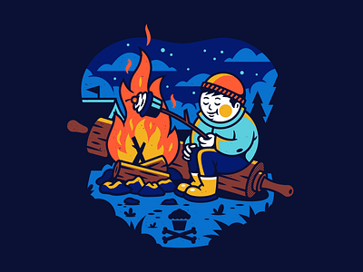Campfire. bonfire campfire camping corey reifinger illustration johnny cupcakes summer nights typography
