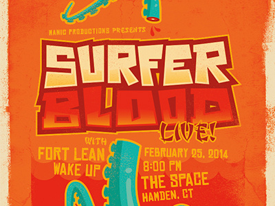 Surfer Blood. concert corey reifinger gig poster illustration indie rock surfer blood tentacles type vector