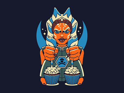 Tano. ahsoka tano cartoon characterdesign corey reifinger fan art graphic design illustration illustrator jedi johnny cupcakes mandalorian movie space star wars star wars art vector