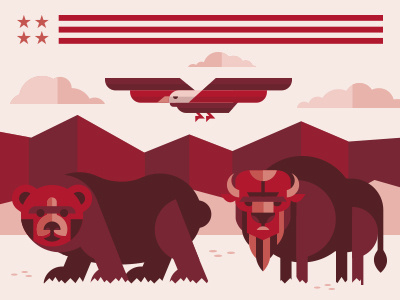 Roam Free. america bear bison buffalo corey reifinger country eagle illustration mountains outdoors range vector