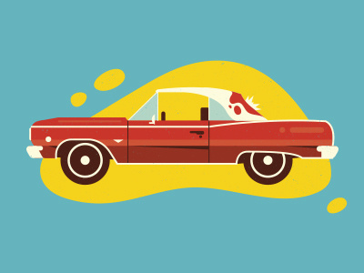Malibu. 55his car corey reifinger icons illustration poster pulp fiction quentin tarantinomovie ross moody samuel jackson travolta