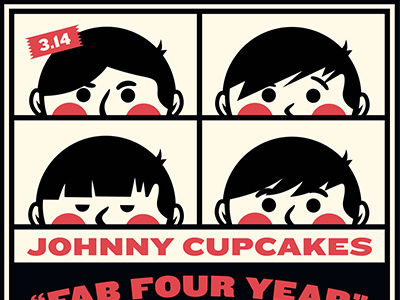 Fab Four Year. anniversary corey reifinger gig poster illustration johnny cupcakes london poster design the beatles type