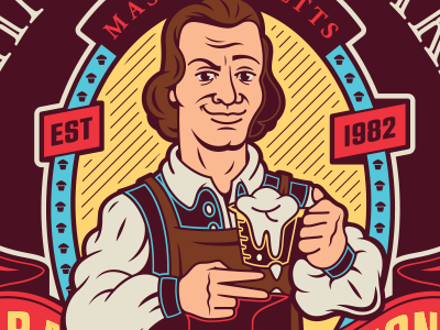 Sam. beer colonial crest illustration johnny cupcakes label parody sam adams