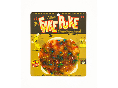 Prank Party. banana cat corey reifinger fake puke illustration johnny cupcakes packaging design typography vomit