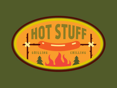 Patches, Two. boy scouts corey reifinger fire forest hot dog illustration logo outdoors patch