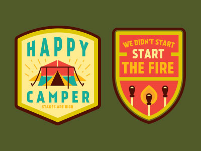 Patches, Four. boy scouts camping corey reifinger fire forest illustration logo match outdoors patch tent