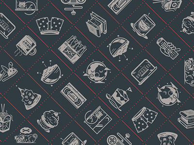 Cupcakes & Chill. beer blanket corey reifinger date ice cream icon illustration johnny cupcakes night pattern pizza popcorn
