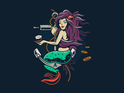 Mermaid Two. anchor cupcakes illustration marthas vineyard mermaid ocean sea summer swim