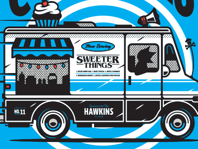 Hawkins High. corey reifinger graphic design ice cream truck illustration johnny cupcakes sci fi stranger things van vector