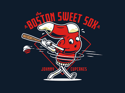 Sweet Sox. baseball batter boston character illustration johnny cupcakes mascot red sox