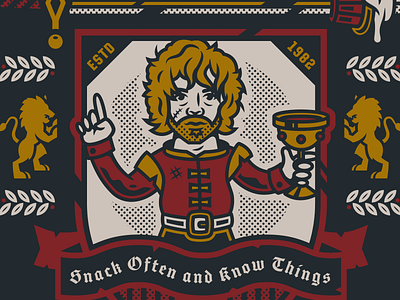 Tyrion. corey reifinger crest game of thrones hbo illustration johnny cupcakes lions shield tyrion lannister