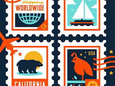 Stamp Diego. beach california corey reifinger icon illustration johnny cupcakes san diego stamps summer type