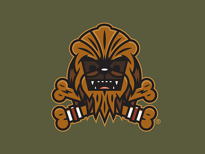 Chewy. chewbacca corey reifinger crossbones illustration logo star wars wookie