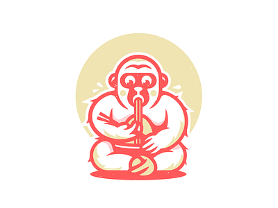 Monkey. bowl china corey reifinger illustration japan noodles ramen snow monkey