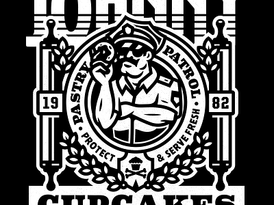 Five-O. cops corey reifinger crest donuts illustration law enforcement logo police type