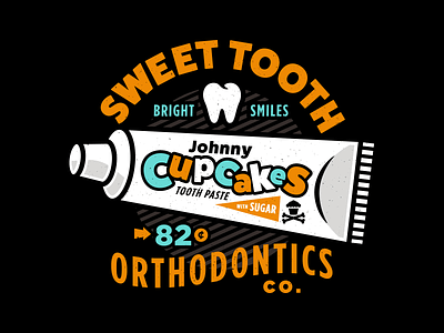 Sweet Tooth. dental dentist illustration johnny cupcakes teeth toothpaste type typography