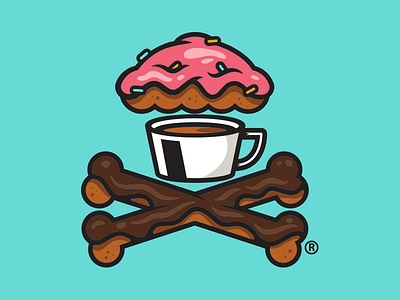 Donuts & Coffee. coffee corey reifinger donut illustration johnny cupcakes junk food logo snack