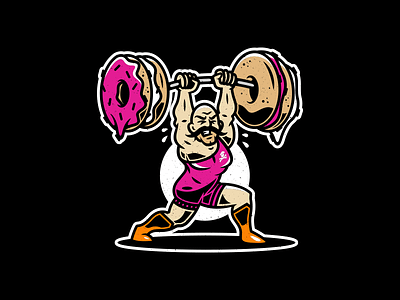 Lift. bodybuilder corey reifinger donuts gym illustration johnny cupcakes muscles strong weightlifter workout
