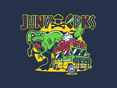 T-Rex. corey reifinger design dinosaur ice cream truck illustration johnny cupcakes jurassic park t rex