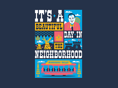 The Neighborhood. castle corey reifinger flowers illustration land of make believe mr. rogers trolly tv type