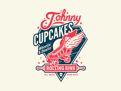 Rolling Rink. badgedesign corey reifinger illustration johnny cupcakes logo retro roller rink roller skates skate typography