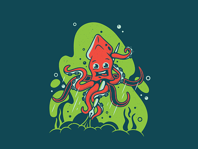 Kelp. branding creative agency illustration ink pen ocean sea squid vector