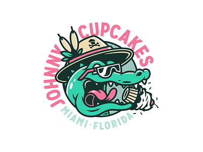 Party Gator. alligator badge design badge logo branding corey reifinger florida illustration illustrator johnny cupcakes logo logo design miami vector