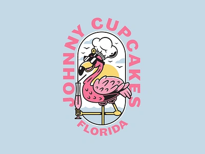 Flamingo. badge branding corey reifinger crest flamingo florida graphic design illustration illustrator johnny cupcakes logo type typography vector