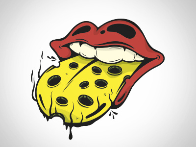 The Rolling Provolones. corey reifinger illustration lips logo the rolling stones toungue vector
