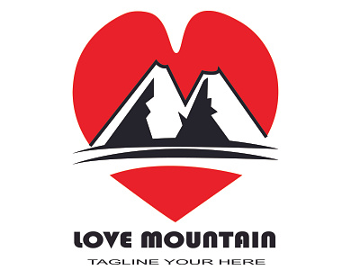 Love Mountain business flat logo love mountain nature travel