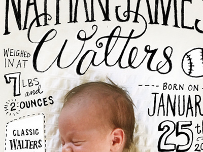 Baby Announcement announcement baby handwriting handwritten lettering type