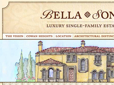 Bella Sonoma Housing Website architecture estates hand drawn illustration italian villa real estate website
