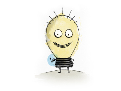 Lightbulb Boy boy creativity exercise idea illustration ink lightbulb muscle pen texture watercolor