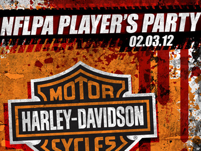 NFLPA 2012 Snippet football graffiti grunge harley davidson nfl nflpa poster step and repeat textures wall wheat paste