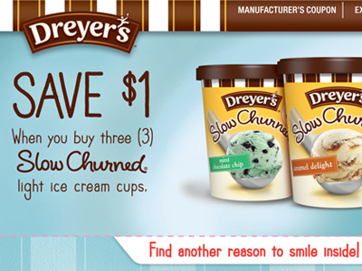 Dreyer's $1 Off Coupon coupon dryers edys ice cream slow churned