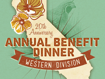 Dinner Event Design #1 banner california flowers grunge modern postcard quail texture vintage
