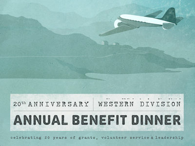 Dinner Event Design #2 banner blue california detective grunge modern mountains ocean plane postcard texture ticket vintage water