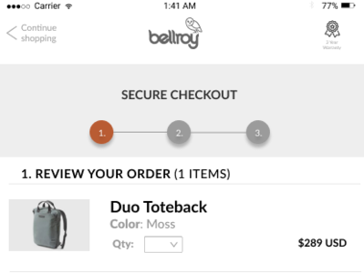 UI Design Challenge: 002 bellroy checkout design mobile redesign concept ui