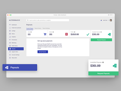 eCommerce Sellers Payouts Dashboard