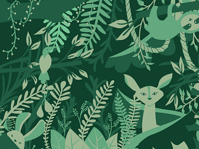 All Green forest animals forest green illustration